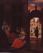 Pieter de Hooch musikalisk soare oil painting